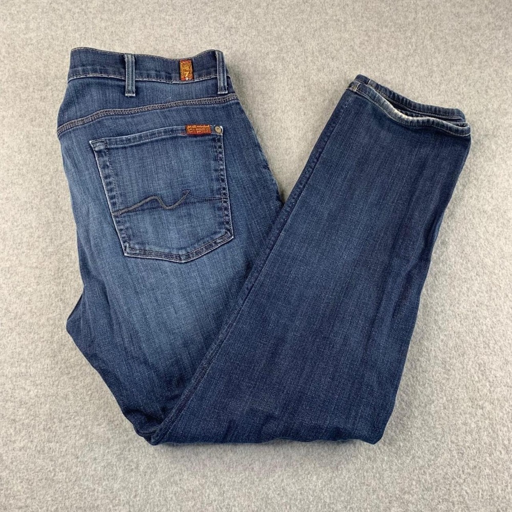 7 For All Mankind Slimmy Jeans Mens 40 Blue Dark Wash Slim Straight Denim